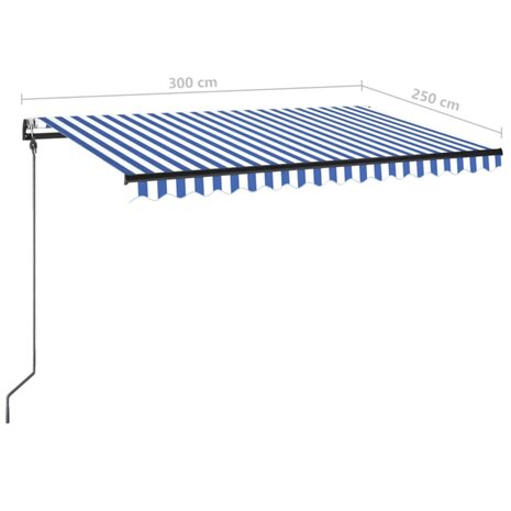 Luifel automatisch met LED en windsensor 300x250 cm blauw wit 10