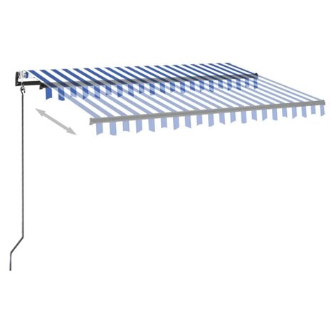 Luifel automatisch met LED en windsensor 350x250 cm blauw wit 3