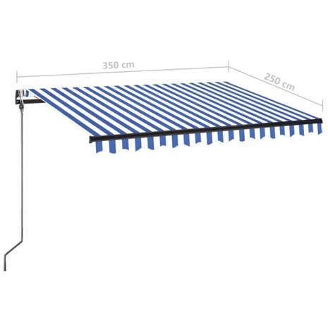 Luifel automatisch met LED en windsensor 350x250 cm blauw wit 9