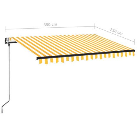 Luifel automatisch met LED en windsensor 350x250 cm geel en wit 10