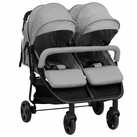 Tweeling buggy staal lichtgrijs en zwart 1