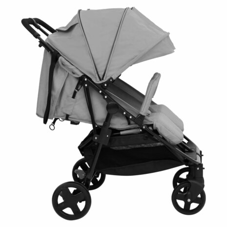 Tweeling buggy staal lichtgrijs en zwart 4