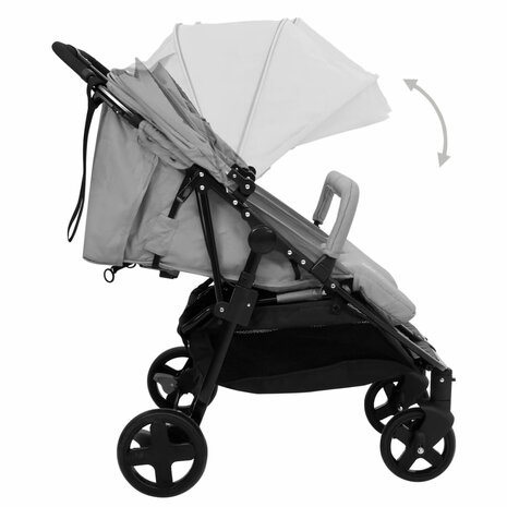 Tweeling buggy staal lichtgrijs en zwart 5