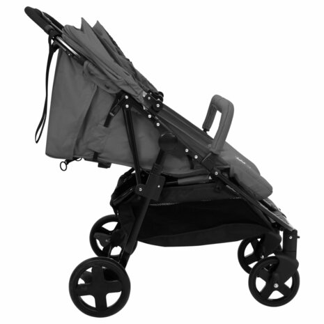 Tweeling buggy staal donkergrijs en zwart 3