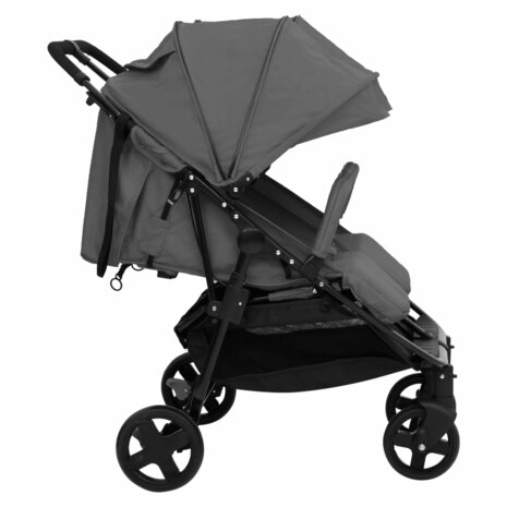 Tweeling buggy staal donkergrijs en zwart 4