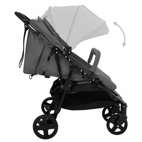 Tweeling buggy staal donkergrijs en zwart 5