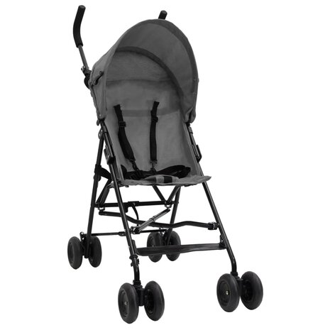 Kinderbuggy staal lichtgrijs en zwart 1