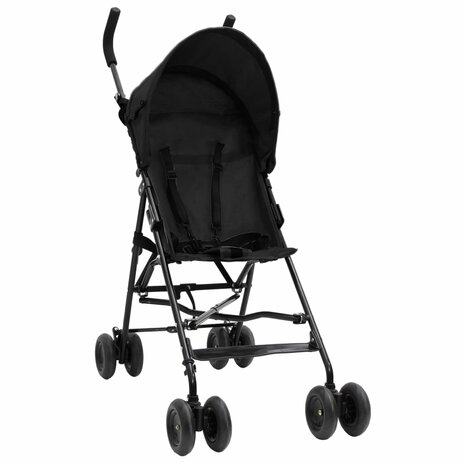 Kinderbuggy staal antracietkleurig en zwart 1