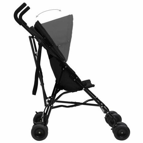 Kinderbuggy staal antracietkleurig en zwart 4