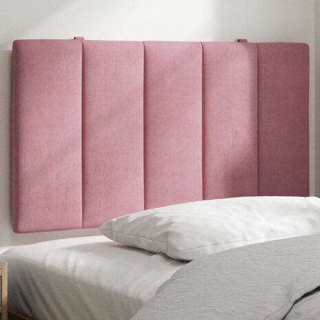 Hoofdbordkussen 90 cm fluweel roze 1