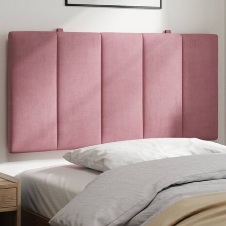 Hoofdbordkussen 100 cm fluweel roze 1