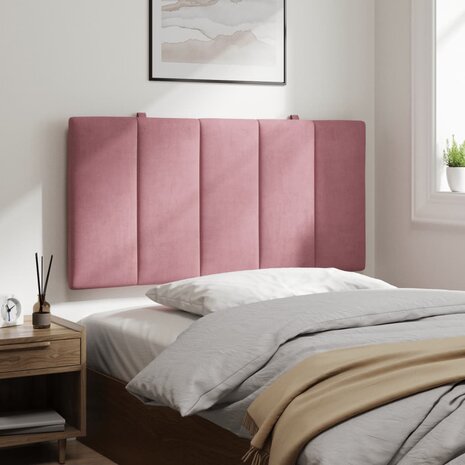 Hoofdbordkussen 100 cm fluweel roze 4