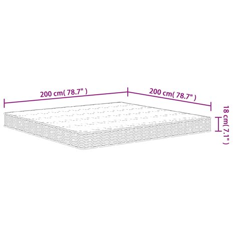 Binnenveringmatras middelhard 200x200 cm King Size 7