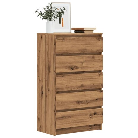 Ladekast 60x36x103 cm bewerkt hout artisanaal eikenkleur 1