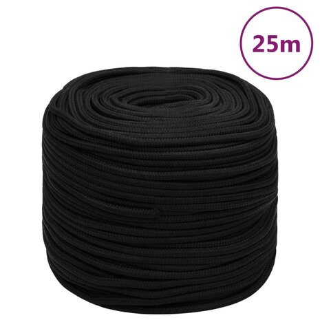 Werktouw 10 mm 25 m polyester zwart 1