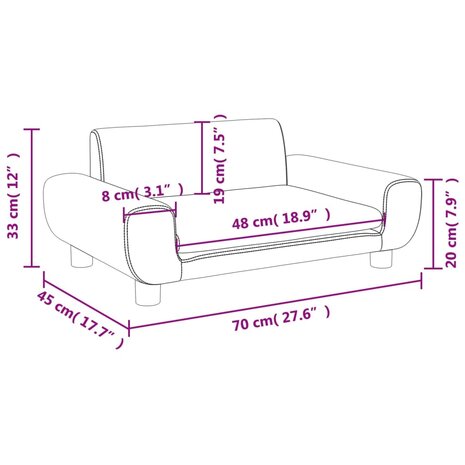 Kinderbank 70x45x33 cm fluweel roze 7