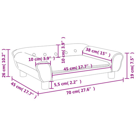 Kinderbank 70x45x26 cm fluweel bruin 7