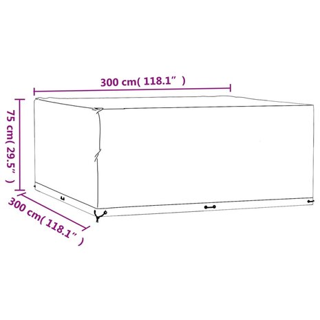 Tuinmeubelhoes met 16 ogen vierkant 300x300x75 cm 9