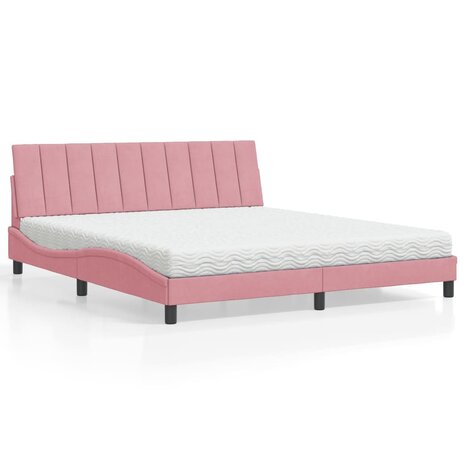 Bed met matras fluweel roze 180x200 cm 1