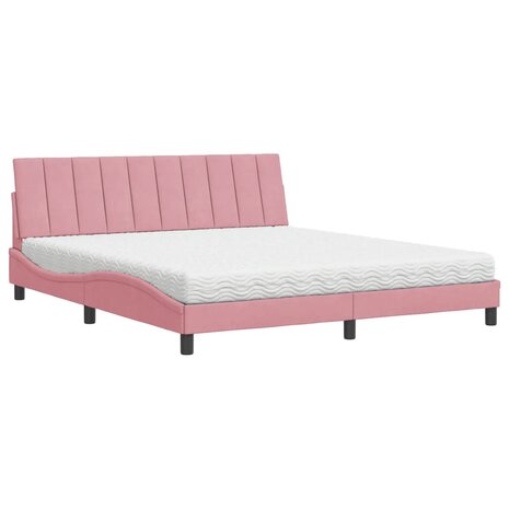 Bed met matras fluweel roze 180x200 cm 2