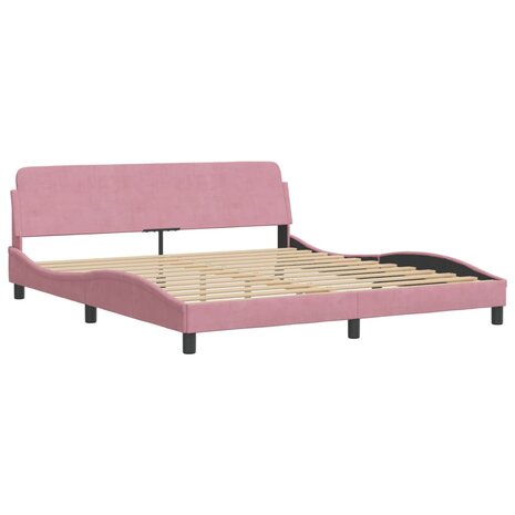 Bed met matras fluweel roze 180x200 cm 4