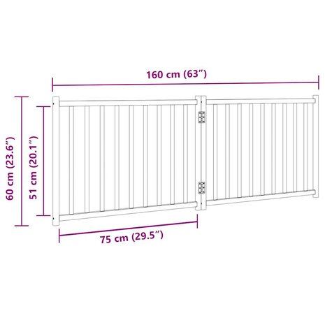 Hondenhek inklapbaar 2 panelen 160 cm massief vurenhout 9