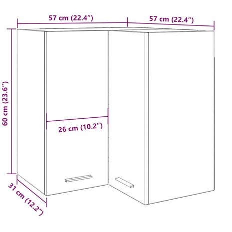 Hanghoekkast 57x57x60 cm spaanplaat betongrijs 10