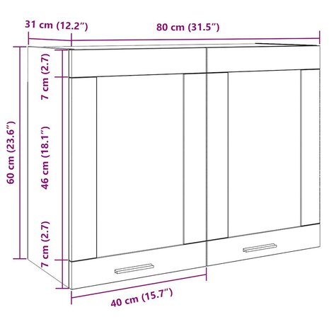 Hangkast 80x31x60 cm bewerkt hout oud houtkleurig 10