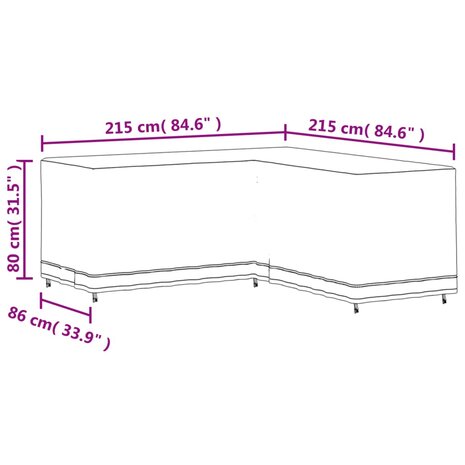 Tuinmeubelhoes L-vormig 420D 215x215x80 cm oxford zwart 12