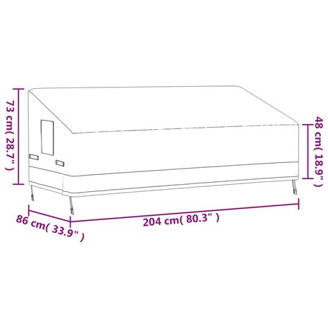 Tuinhoezen 3-zitsbank 600D 204x86x48/73 cm oxford 12