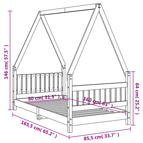 Kinderbedframe 80x160 cm massief grenenhout 9