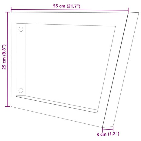 Wandbeugels voor wasbak 2 st trapezium staal wit 9