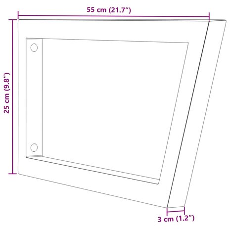 Wandbeugels voor wasbak 2 st trapezium staal zwart 9