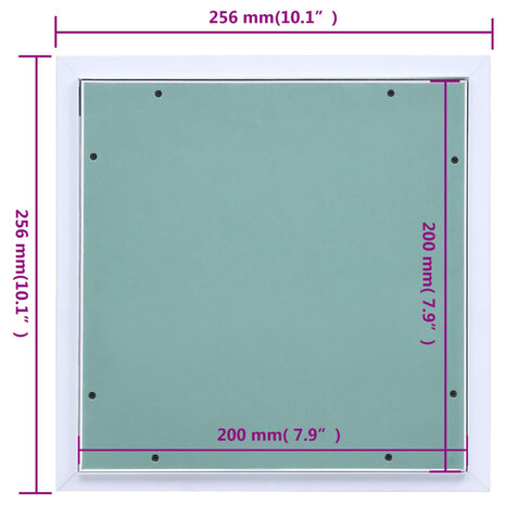 Toegangspaneel met aluminium frame en gipsplaat 200x200 mm 9