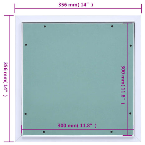 Toegangspaneel met aluminium frame en gipsplaat 300x300 mm 9