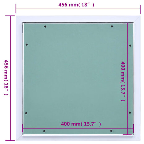 Toegangspaneel met aluminium frame en gipsplaat 400x400 mm 9