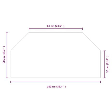 Glasplaat openhaard zeshoekig 100x50 cm 9