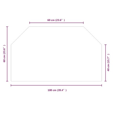 Glasplaat openhaard zeshoekig 100x60 cm 9