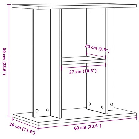 Aquariumstandaard 60x30x60 cm bewerkt hout oud houtkleurig 9