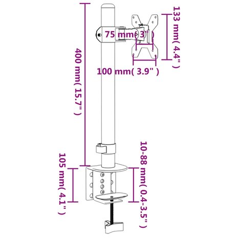 Monitorbeugel VESA 75/100 mm zwart staal 10