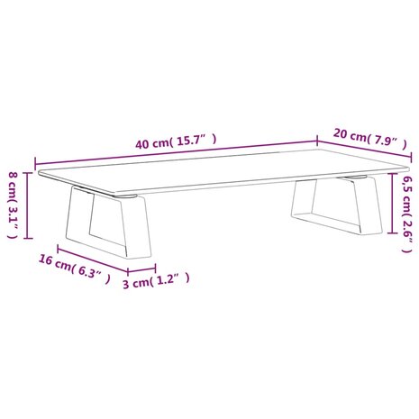 Monitorstandaard 40x20x8 cm gehard glas en metaal wit 8