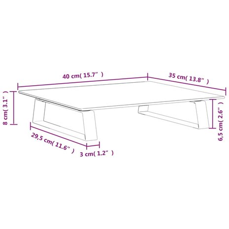 Monitorstandaard 40x35x8 cm gehard glas en metaal wit 8