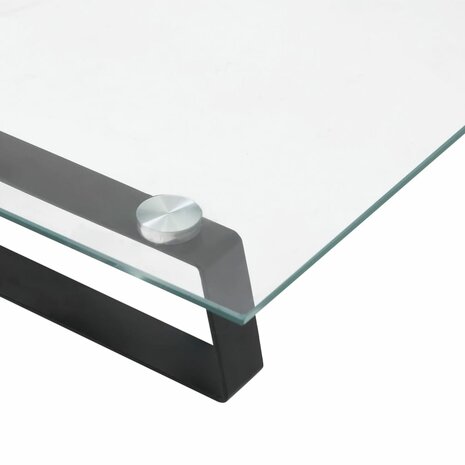 Monitorstandaard 100x20x8 cm gehard glas en metaal zwart 7