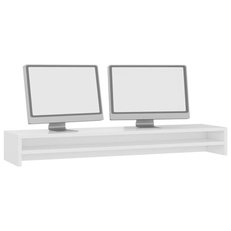 Monitorstandaard 100x24x13 cm bewerkt hout hoogglans wit 3