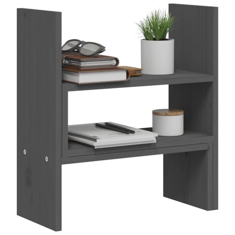 Monitorstandaard (39-72)x17x43 cm massief grenenhout grijs 5