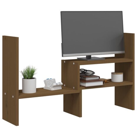 Monitorstandaard (39-72)x17x43 cm grenenhout honingbruin 4