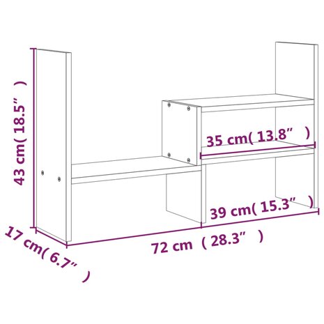 Monitorstandaard (39-72)x17x43 cm massief grenenhout zwart 11