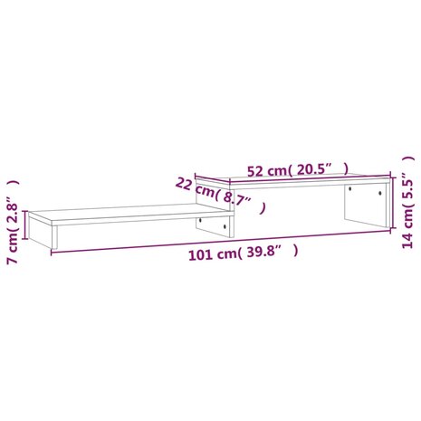 Monitorstandaard (52-101)x22x14 cm grenenhout honingbruin 11