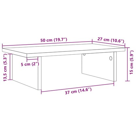 Monitorstandaard 50x27x15 cm bewerkt hout grijs sonoma eiken 9