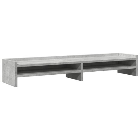 Monitorstandaard 100x24x16 cm bewerkt hout betongrijs 2